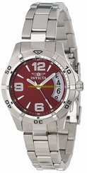 Invicta Watches : 0091 Red Dial Stainless Steel Band Women Watch