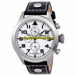 Invicta Watches : 0351 Quartz Multifunction Dial Black Leather Men Watch