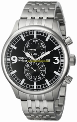 Invicta Watches : 0365 Black Dial Stainless Steel Band Men Watch