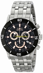 Invicta Watches : 0389 Black Dial Stainless Steel Band Men Watch