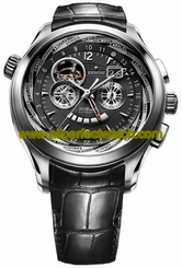 Zenith Watches : 03.0520.4037/22.C660 Automatic COSC Black Guilloche With Large Double Date Window At 2, Power Reserve Indicator At 6, Seconds Sub- And Partial Skeleton View Of Movement Escapement Between 9 And 12. World Time Function Indicates Timezones