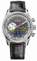 Zenith Watches : 03.2040.400/26.C496 El Primero Chronograph Date Black Leather Men Watch