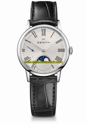 Zenith Watches : 03.2330.692/01.C714 Automatic Roman Numerals Dial Mon Phase Black Leather Women Watch