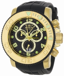 Invicta Watches : 0415 Quartz Chronograph Day Date Black Polyurethane Men Watch