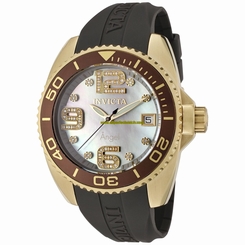 Invicta Watches : 0498 Quartz Diamond Mother of Pearl Dial Date Polyurethane Women Watch