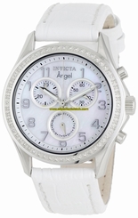 Invicta Watches : 0578 Quartz Chronograph Mother of Pearl White Leather Women Watch