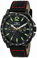Invicta Watches : 0857 Quartz Day Date Black Leather Men Watch