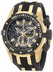 Invicta Watches : 0980 Quartz Chronograph Day Date Black Rubber Men Watch