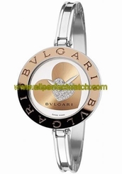 Bvlgari Watches : 101423 Quartz Analog Diamond Heart Dial Stainless Steel Bangle Women Watch