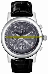 MontBlanc Watches : 101637 Automatic Chronograph GMT 18k White Gold Case Black Leather Men Watch