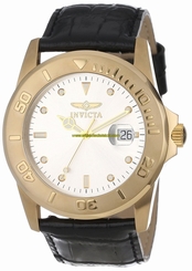 Invicta Watches : 10231-003 Silver Dial Black Genuine Leather With Reptile Print Men Watch