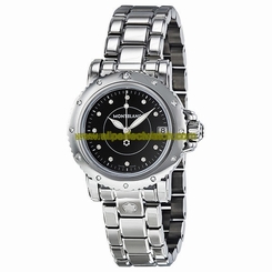 MontBlanc Watches : 102363 Quartz Black Diamond Date Dial Diamond Bezel Stainless Steel Women Watch