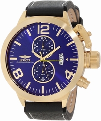 Invicta Watches : 10237 Quartz Chronograph Date Black Leather Men Watch