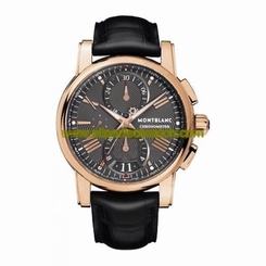 MontBlanc Watches : 104275 Automatic Chronograph Date 18k Rose Gold Case Black Leather Men Watch