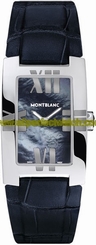 MontBlanc Watches : 104294 Quartz Black Mother of Pearl Dial Dark Blue Leather Women Watch