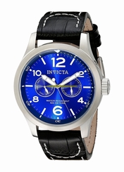 Invicta Watches : 10490 Quartz Analog Day Date Black Leather Men Watch