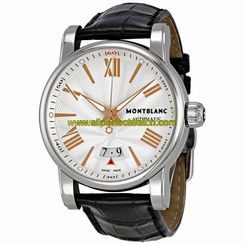 MontBlanc Watches : 105858 Automatic Silver Dial Date Black Leather Men Watch