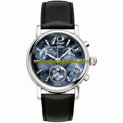 MontBlanc Watches : 105892 Quartz Chronograph Date Black Leather Women Watch