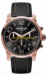 MontBlanc Watches : 106504 Automatic Chronograph Date 18k Rose Gold Case Black Fabric Men Watch