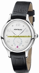 MontBlanc Watches : 106884 Quartz White Diamonds Dial Black Leather Women Watch