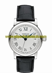 MontBlanc Watches : 107115 Automatic Roman Numerals Dial Date Black Leather Men Watch