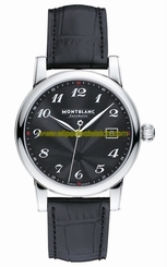 MontBlanc Watches : 107314 Automatic Black Dial Date Black Leather Men Watch