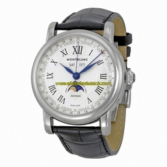 MontBlanc Watches : 108736 Automatic Day Date Month Moon Phase Black Leather Men Watch