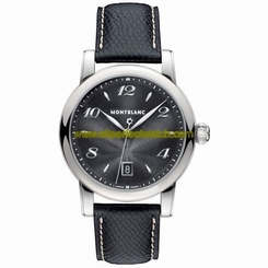 MontBlanc Watches : 108763 Quartz Black Dial Date Black Leather Men Watch