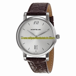 MontBlanc Watches : 108770 Quartz Silver Dial Date Brown Leather Men Watch