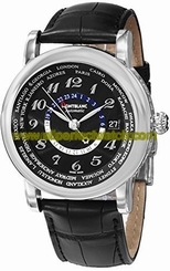 MontBlanc Watches : 109285 Automatic World Time Black Leather Men Watch