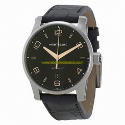 MontBlanc Watches : 110337 Automatic Black Dial Date Black Leather Men Watch