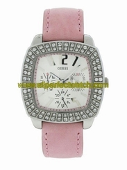Guess Watches : 11037L3 Quartz Analog Day Date Crystal Bezel Pink Leather Women Watch