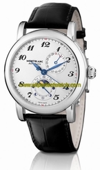 MontBlanc Watches : 110642 Automatic Twin Moon Phase Black Leather Men Watch