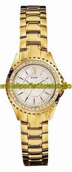 Guess Watches : 11068L1 Gold Tone Stainless Steel Bracelet Pearl Dial Series Women Watch