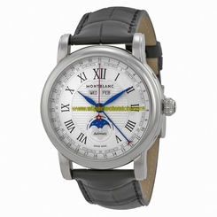 MontBlanc Watches : 110703 Automatic Day Date Month Moon Phase Black Leather Men Watch