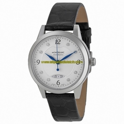MontBlanc Watches : 111055 Automatic Diamond Date Dial Black Leather Women Watch