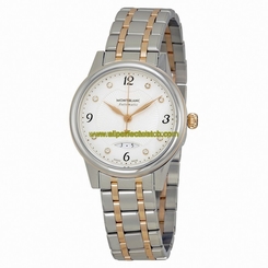 MontBlanc Watches : 111058 Automatic Diamond Dial Date Stainless Steel and 18k Rose Gold Women Watch