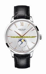 MontBlanc Watches : 111620 Automatic Moon Phase Date Dial Black Leather Men Watch