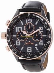 Invicta Watches : 11252 Quartz Chronograph Date Black Leather Men Watch