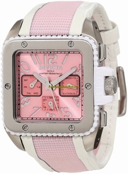 Invicta Watches : 11574 Quartz Analog Day Date Pink Nylon and White Leather Women Watch