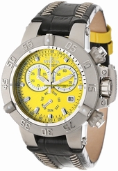 Invicta Watches : 11619 Yellow Dial Chronograph Day Date Black Leather Women Watch