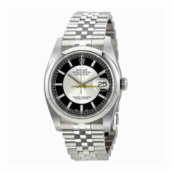 Rolex Watches : 116200SBKSJ Silver And Black Dial Fixed Domed Band Men Watch