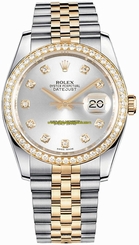 Rolex Watches : 116243 Silver-diamond Dial Stainless-steel-gold Band Men Watch