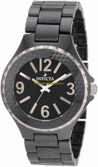 Invicta Watches : 1185 Black Dial Screw-down-crown Measures Seconds Luminous Women Watch