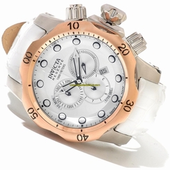 Invicta Watches : 11854 Silver And Gold Dial White Leather Band Men Watch