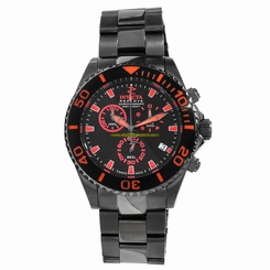 Invicta Watches : 12111 Black Dial Uni-directional Rotating Black Pvd Band Men Watch