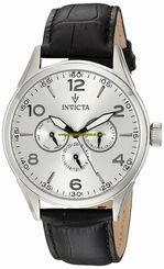 Invicta Watches : 12194 Quartz Day Date Black Leather Men Watch