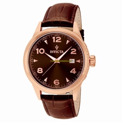 Invicta Watches : 12199 Black Dial Fixed Rose Gold-tone Band Men Watch