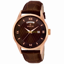 Invicta Watches : 12247 Black Dial Fixed Rose Gold-tone Band Men Watch