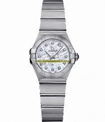 Omega Watches : 123.10.24.60.55.002 24mm Constellation Polished Quartz White Mother Of Pearl Dial Stainless Steel Case, Diamonds On Hour Indices With Stainless Steel Bracelet Women Watch